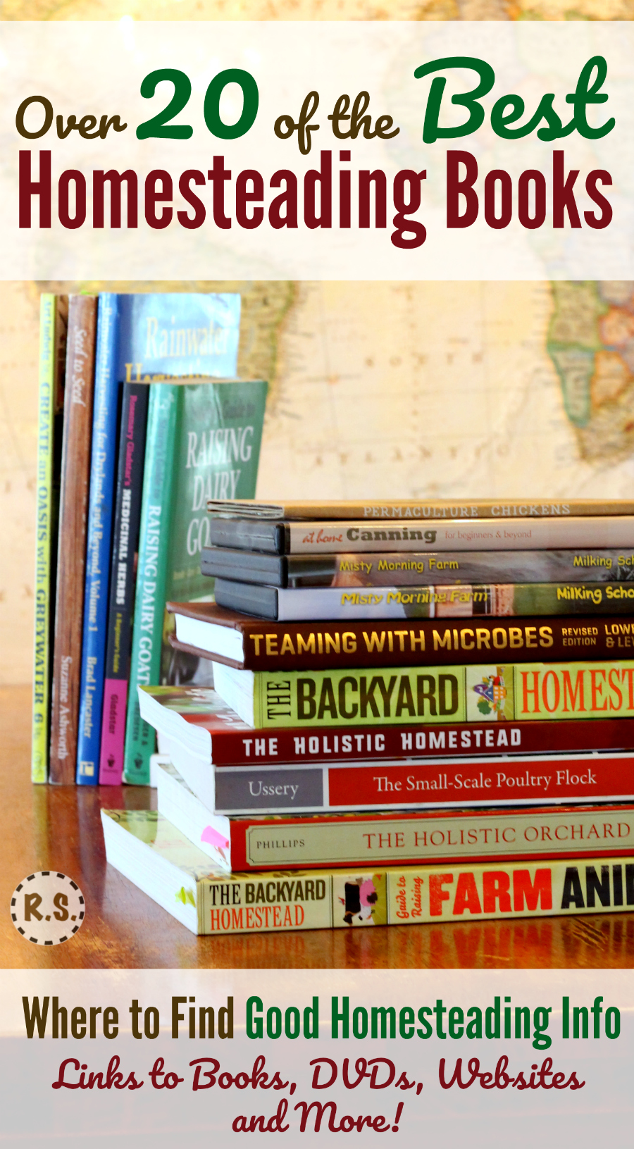 Looking for the best homesteading books? Reading is a great way to get ideas, find tips & learn skills! Here are resources full of helpful, practical, DIY, & frugal information—books, websites & more!