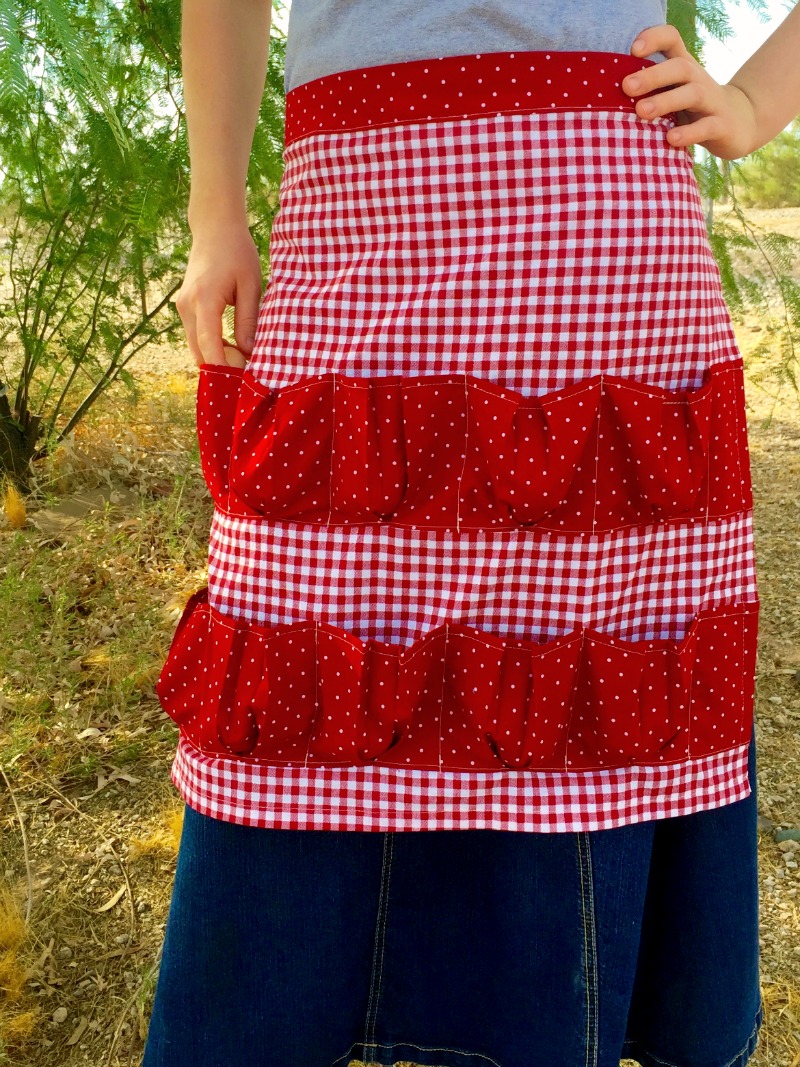 Collect your eggs in style! With these cute, red-check, farm girl, country cotton calico, egg gathering aprons! Keep your eggs safe as they make their way into your house.