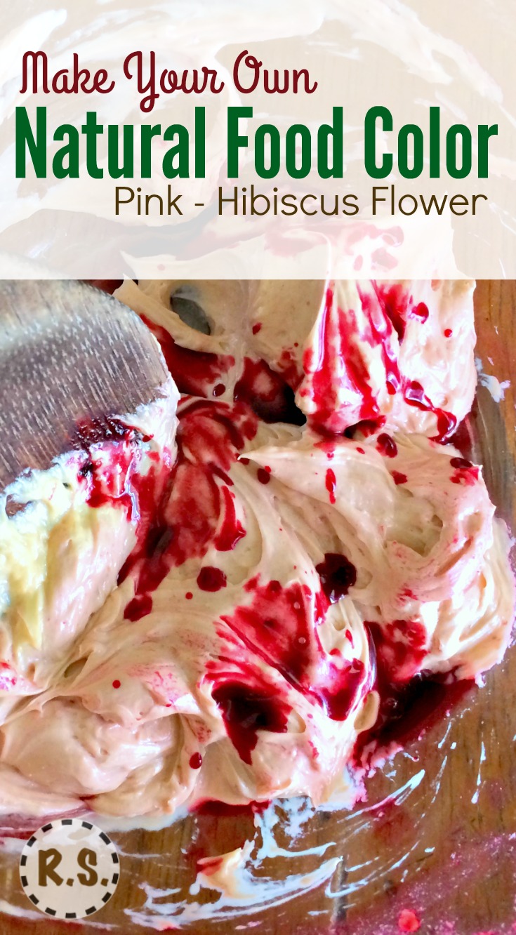 This makes the best pink natural food coloring. I like to use it in my frostings for a lovely pink. And because it is hibiscus, it gives the frosting a nice fruity flavor.